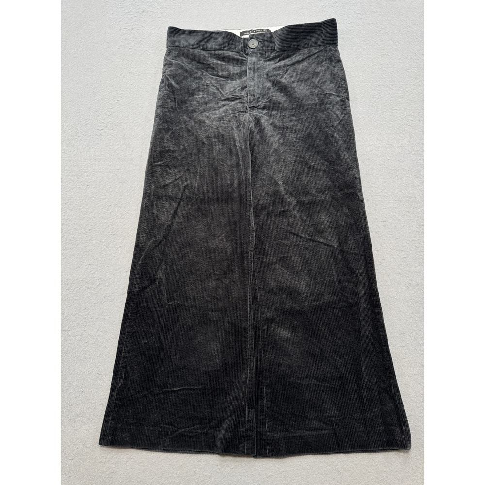 Zara Corduroy Pants Women's M Black Wide Leg High Rise Cropped Trousers Retro